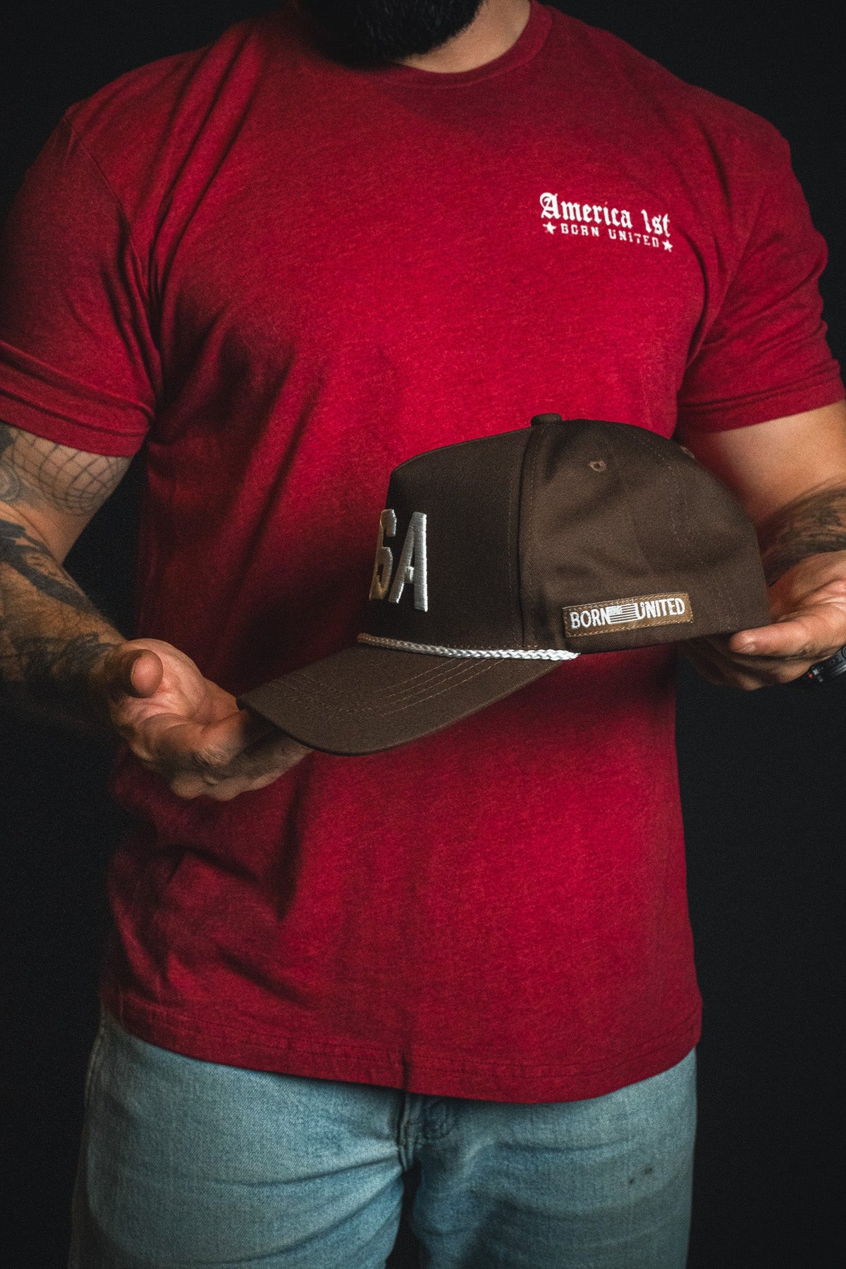USA Brown Snapback Hat