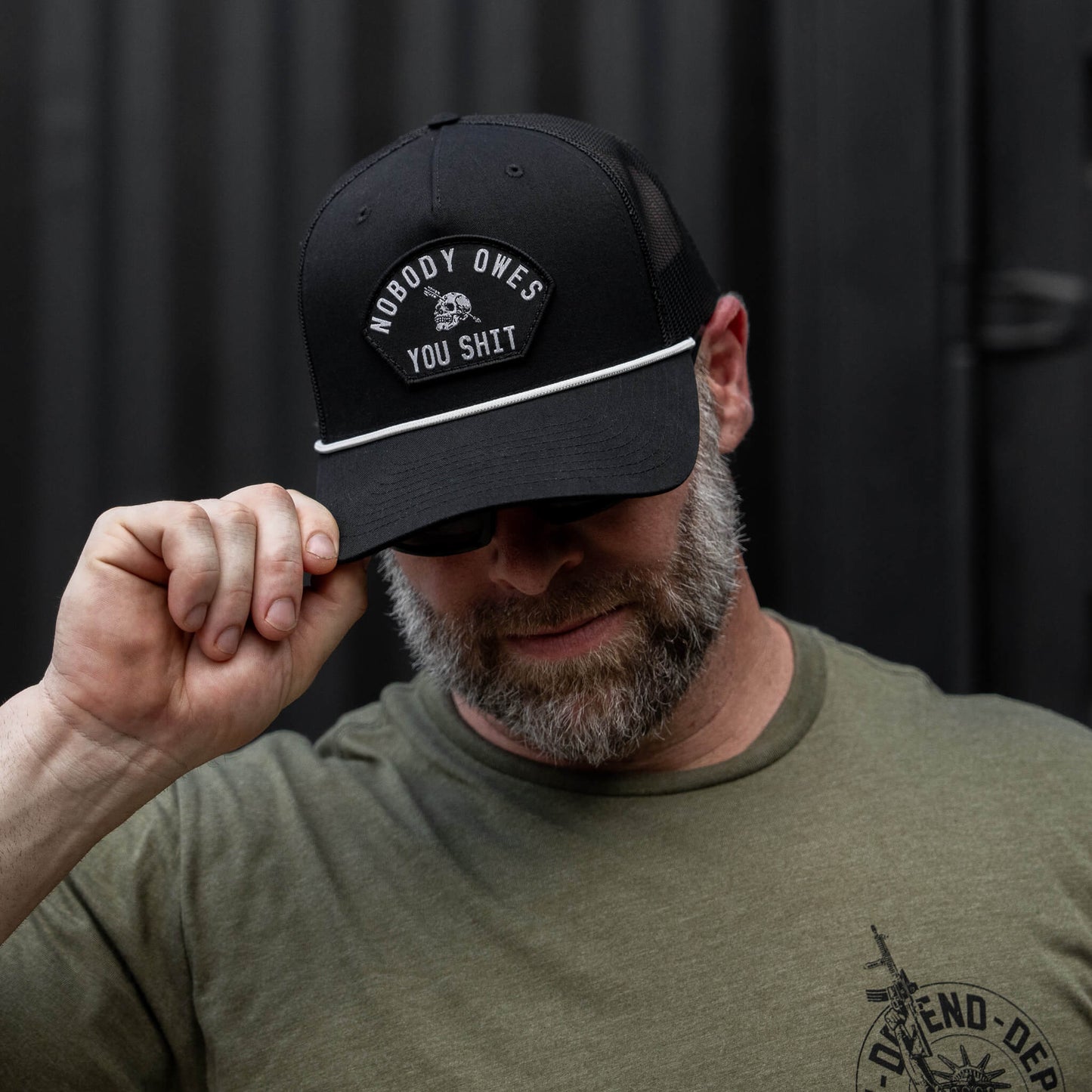 Nobody Owes You Shit Skull Arched Patch Rope Snapback