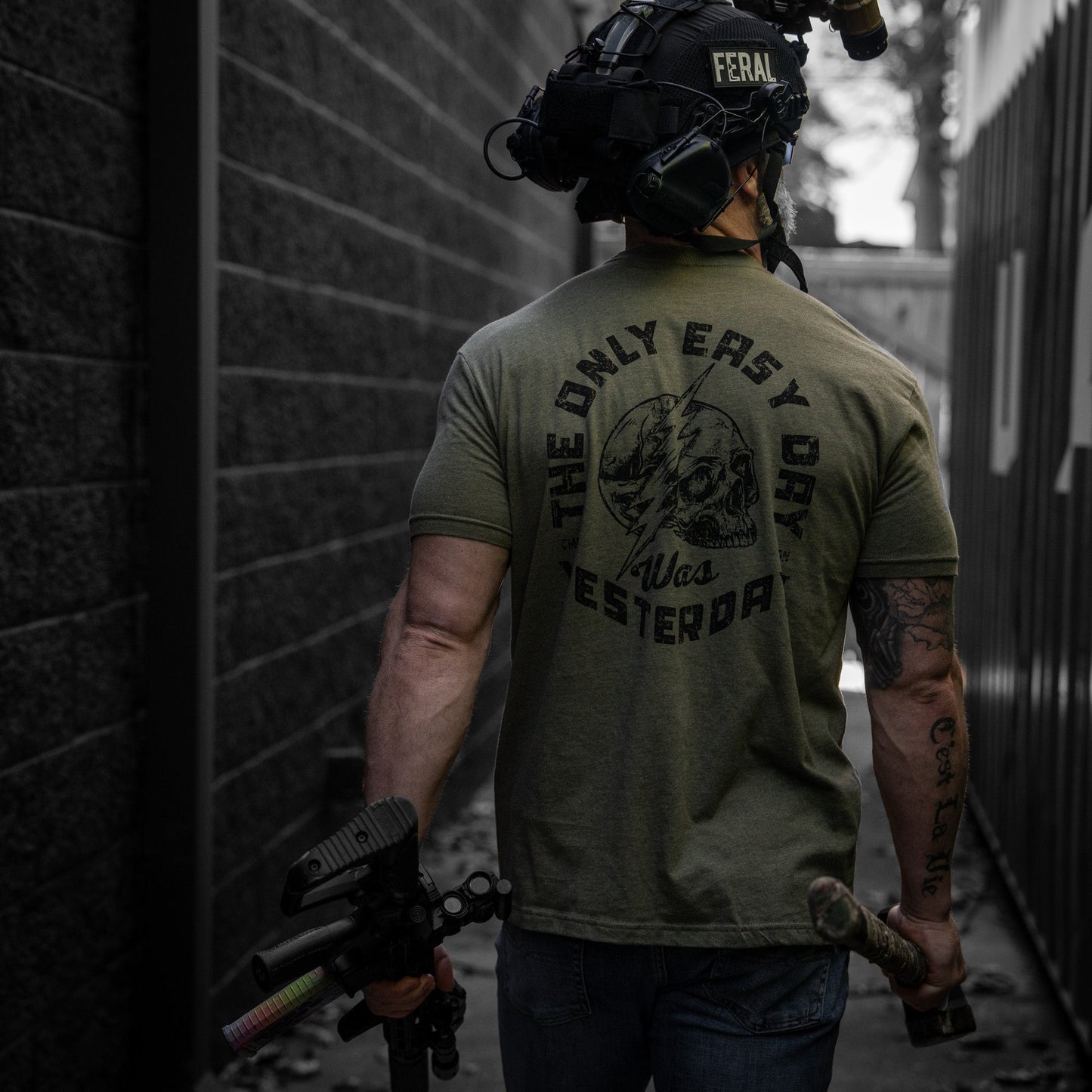 Only Easy Day Was Yesterday Skull Men's T-Shirt