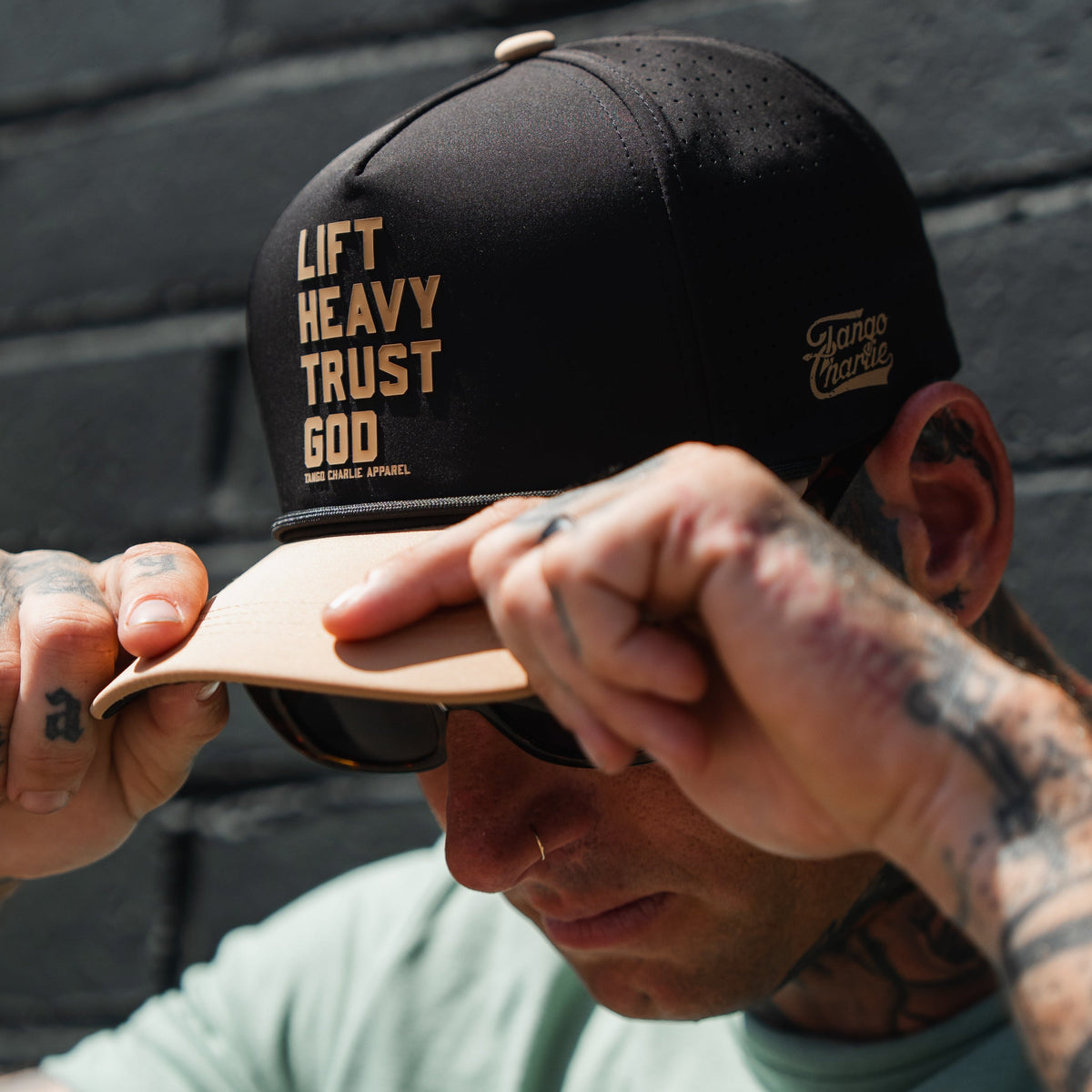 Lift Heavy. Trust God. Hydro - Black Snapback Hat