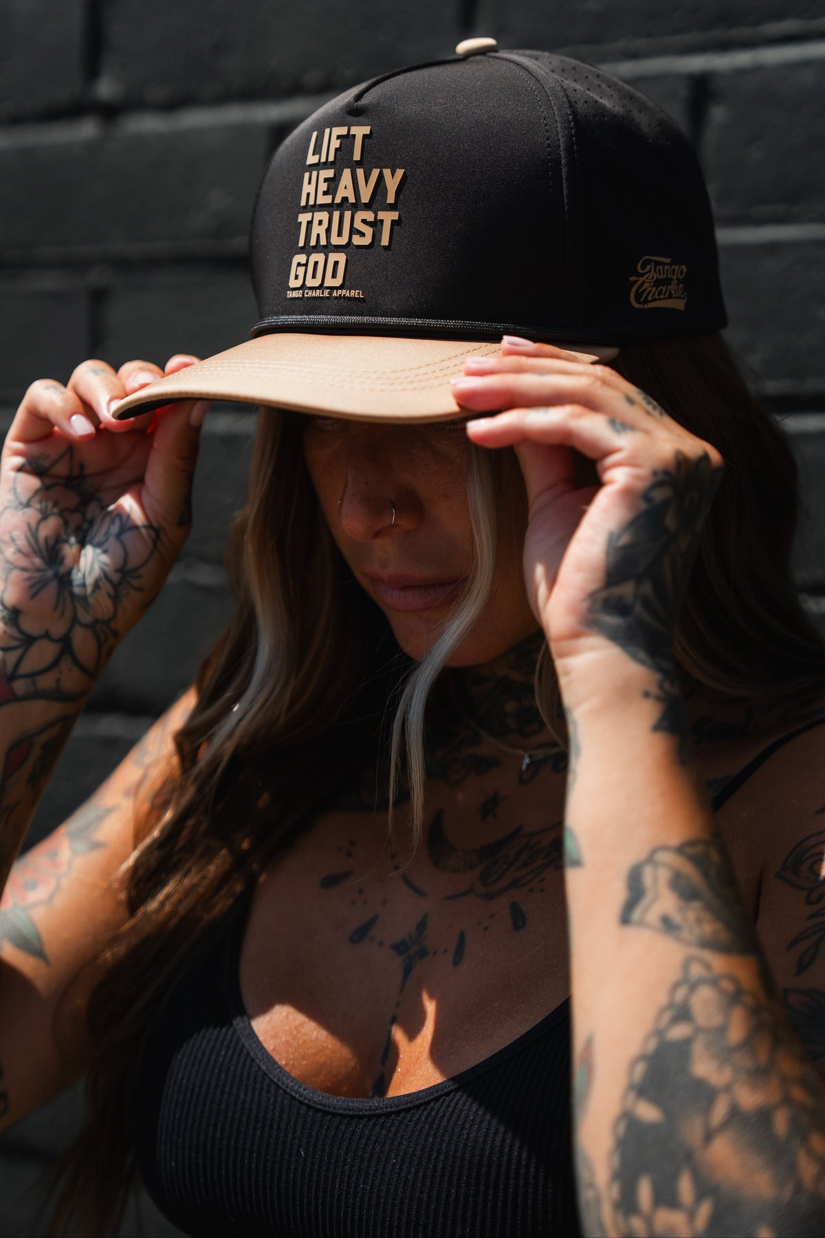 Lift Heavy. Trust God. Hydro - Black Snapback Hat