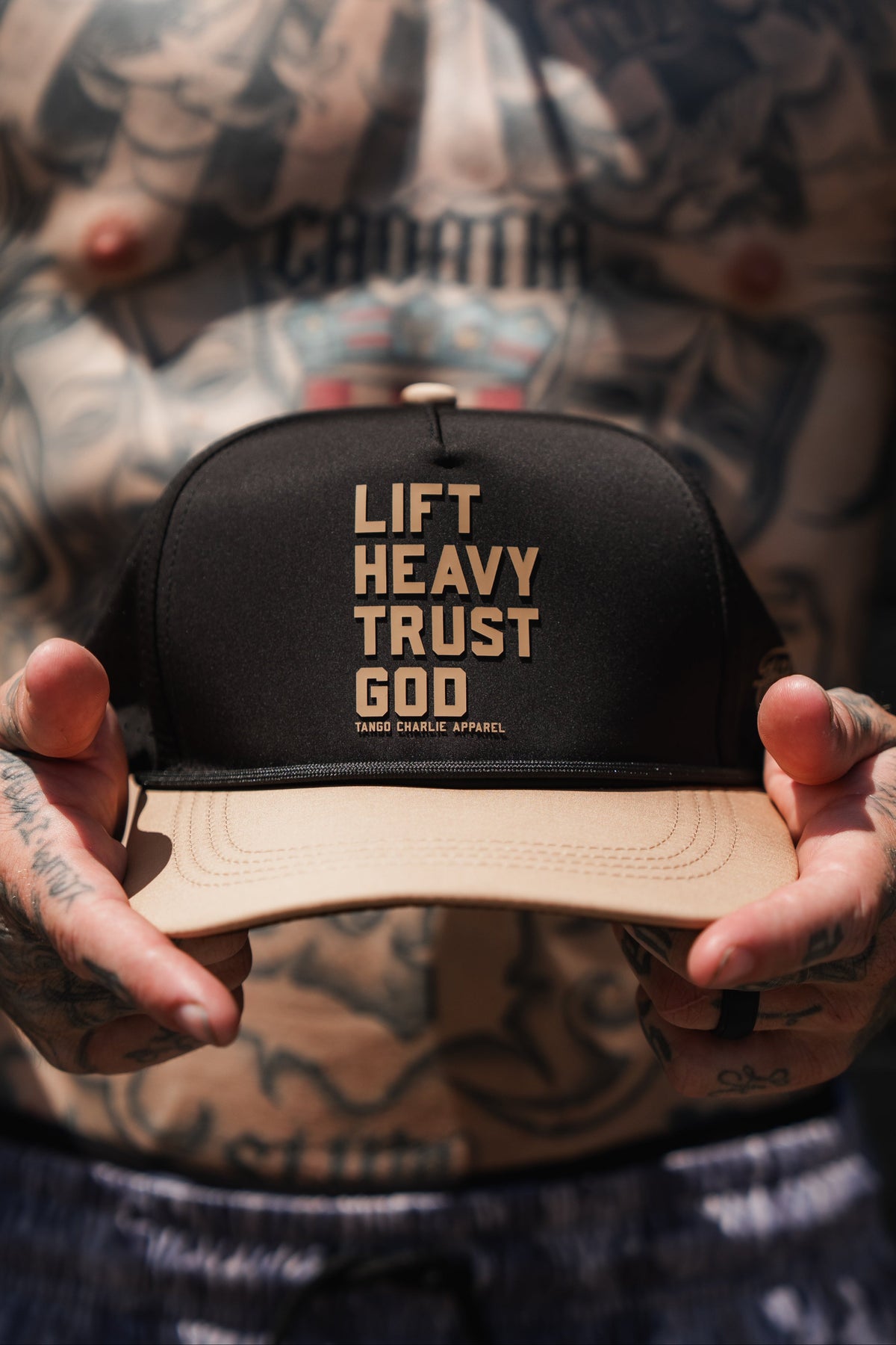 Lift Heavy. Trust God. Hydro - Black Snapback Hat