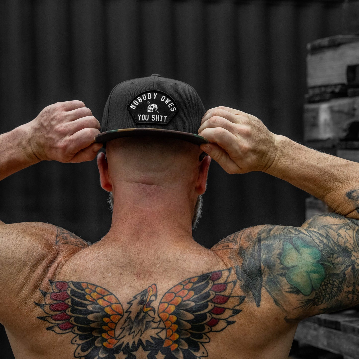 Nobody Owes You Shit Arched Patch Flatbill SnapBack Hat