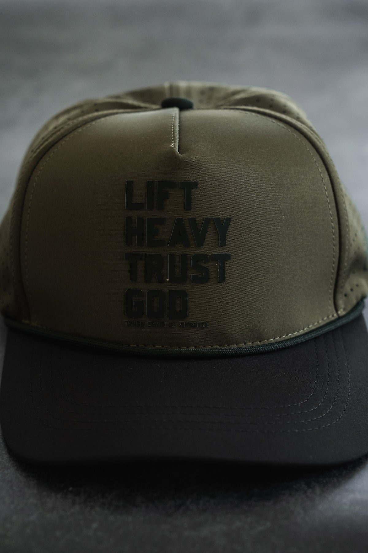 Lift Heavy. Trust God. Hydro - OD Green Snapback Hat