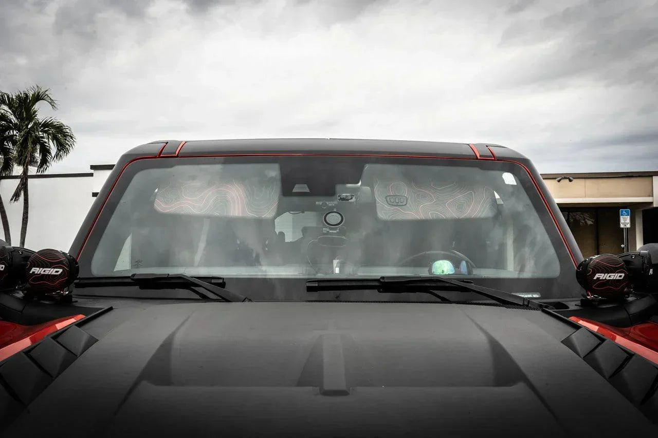 Topographic Interior Sun Visor Overlays - 2024+ Ranger Raptor (with Homelink)