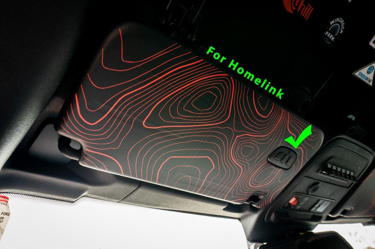 Topographic Interior Sun Visor Overlays - 2024+ Ranger Raptor (with Homelink)