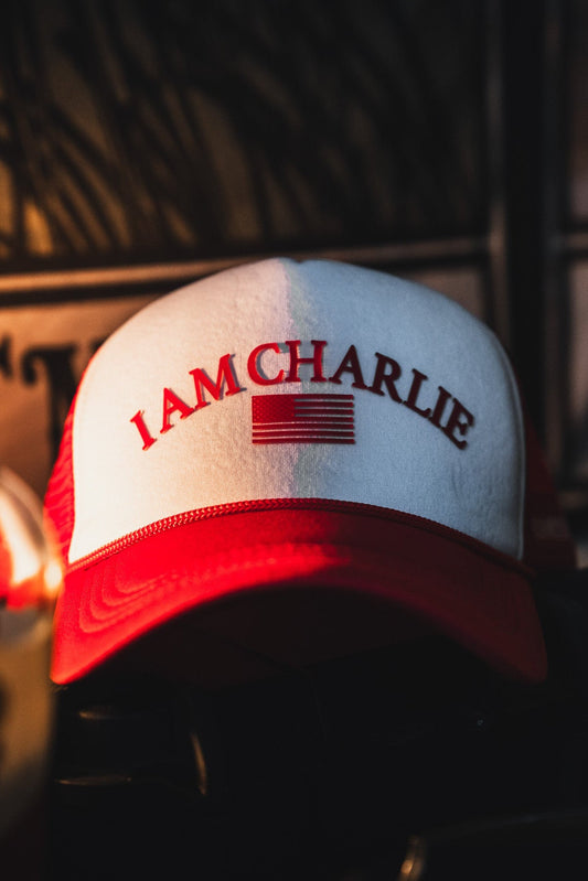I Am Charlie Red Trucker Snapback