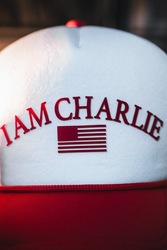 I Am Charlie Red Trucker Snapback
