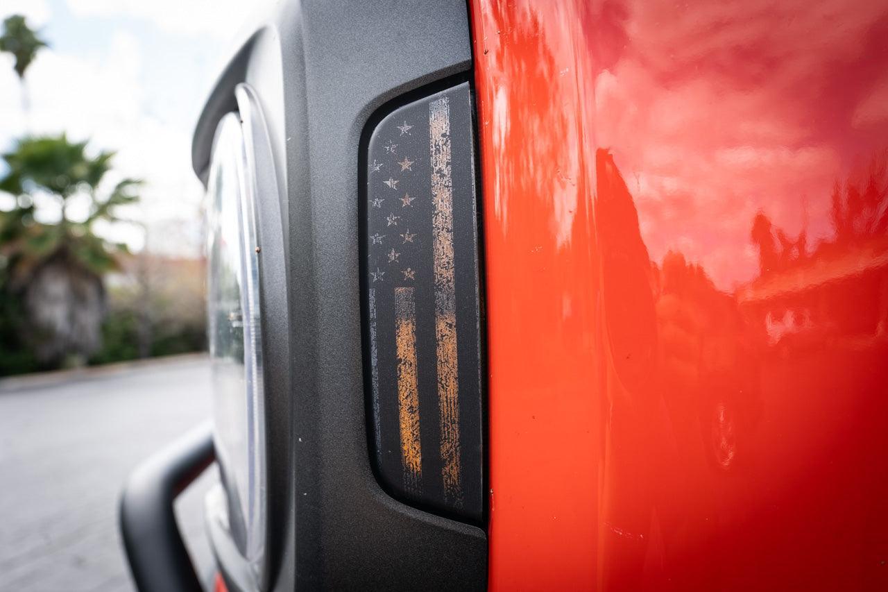 Distressed American Flag Sidemarker Overlays - 2021+ Bronco (ALL)