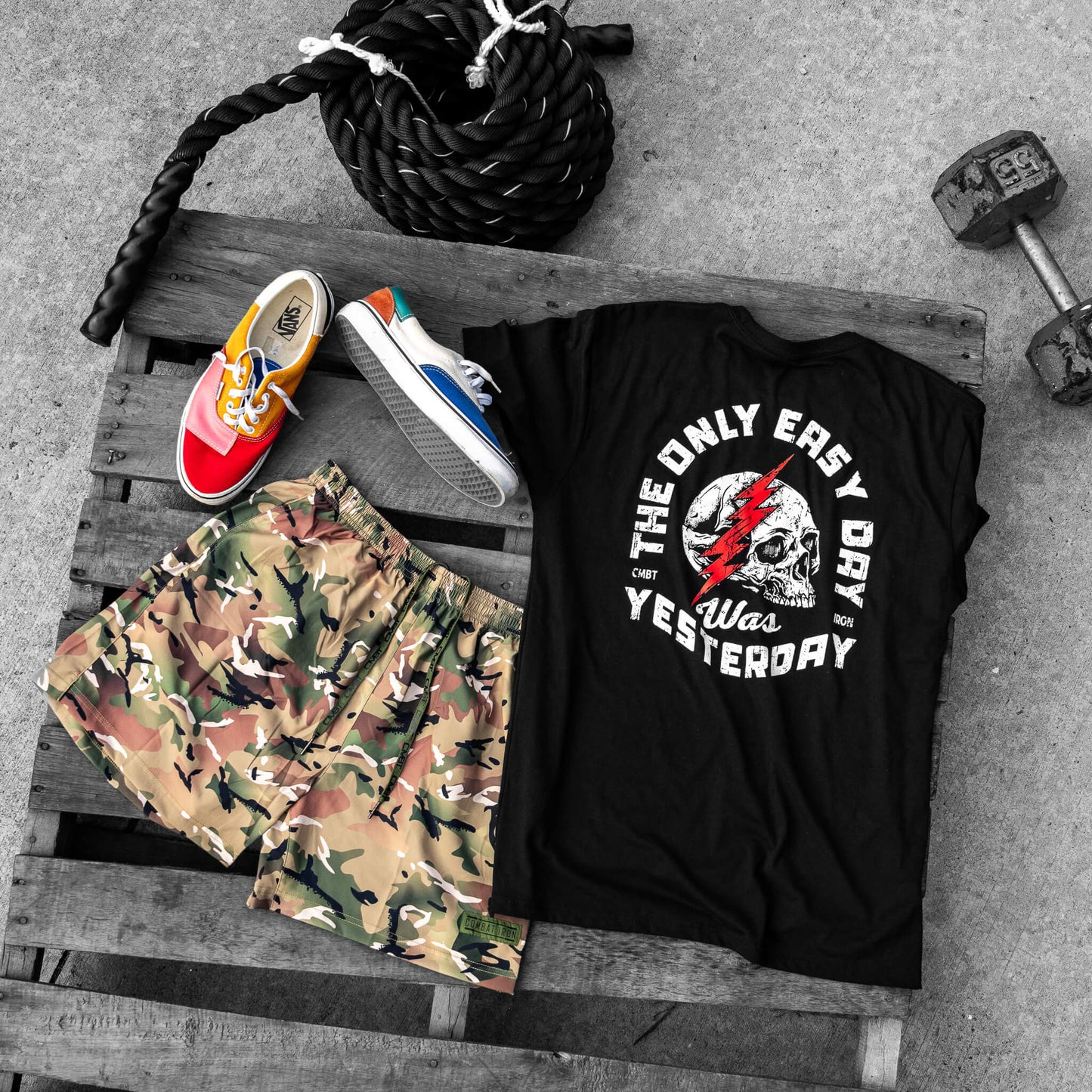 Only Easy Day Was Yesterday Skull Men's T-Shirt