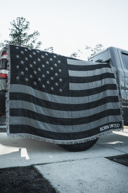 Blackout American Flag Jacquard Blanket