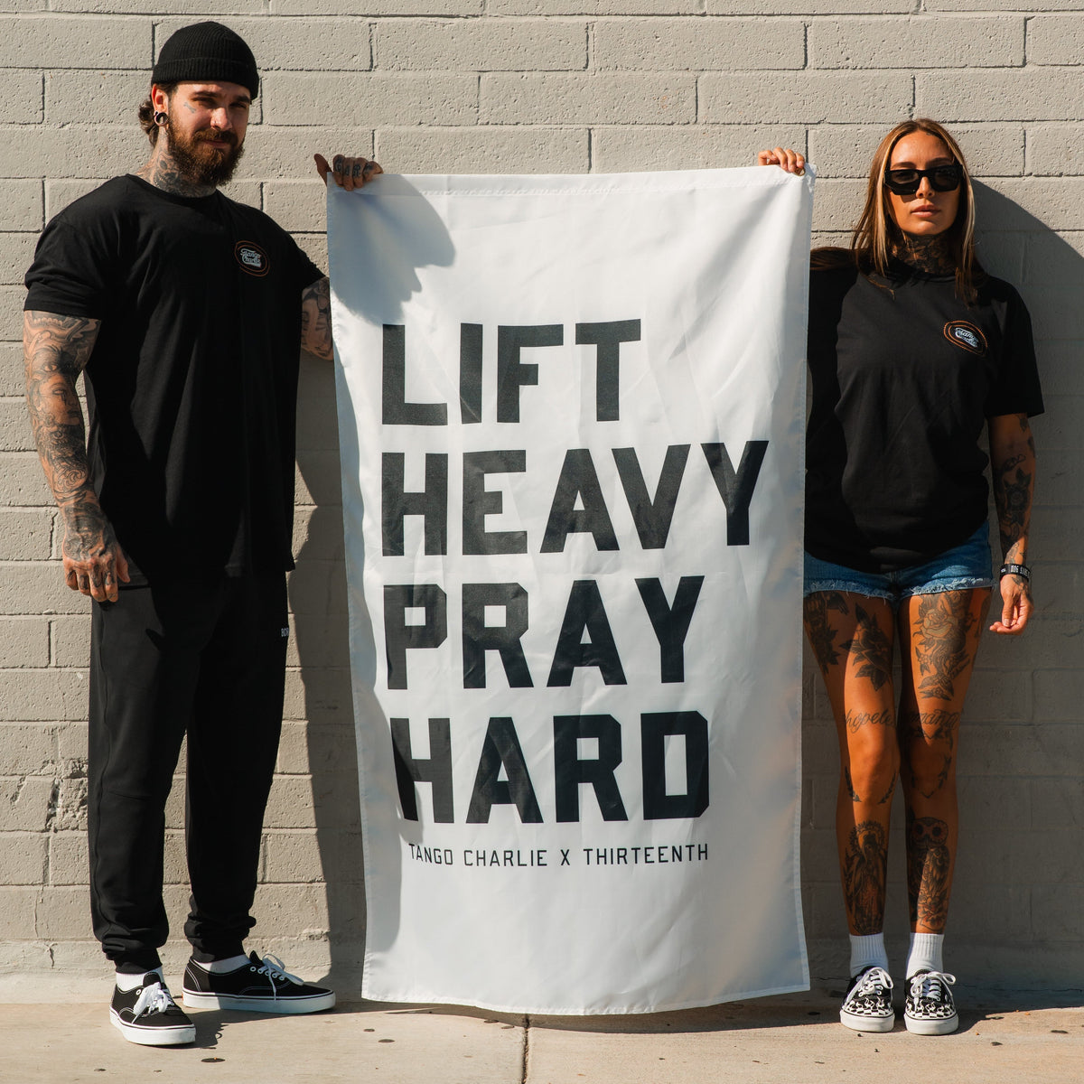 Lift heavy. Pray hard. - Flag