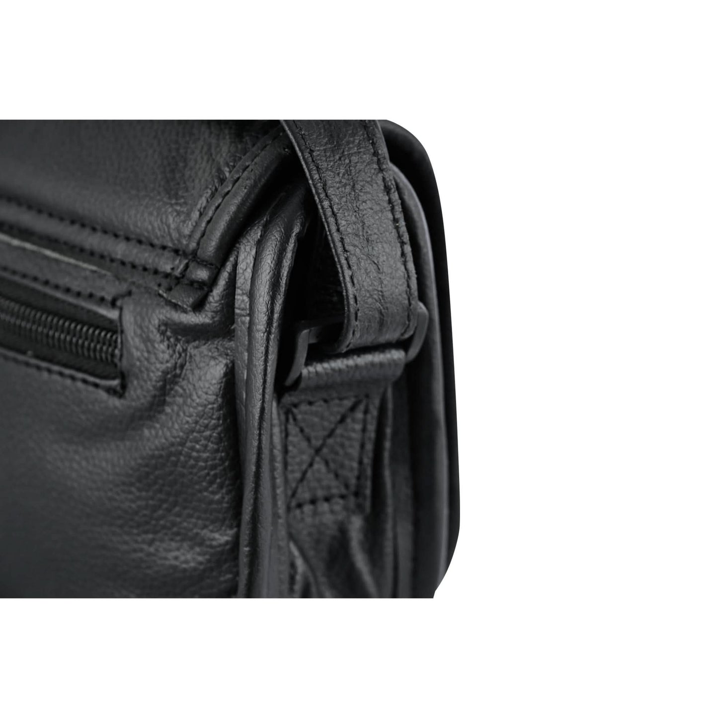 Women's Black Construction Leather Purse/Shoulder Bag