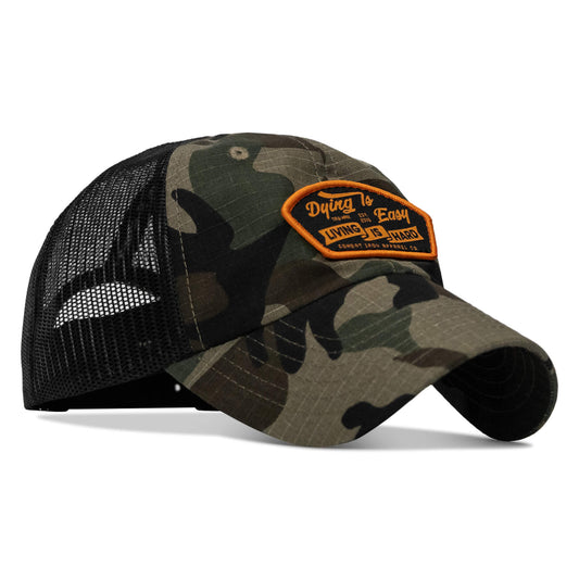 Dying Is Easy, Living Is Hard Patch Tactical Ripstop Mesh Snapback Hat