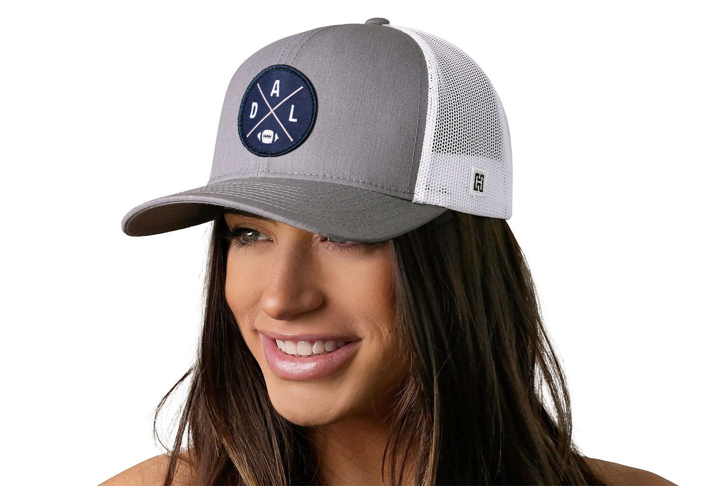 Dallas Trucker Hat  |  Gray-White DAL X Football Snapback