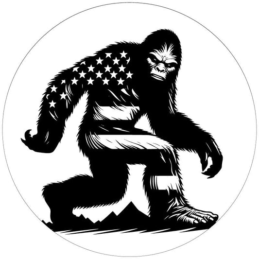 Fierce American Flag Sasquatch Spare Tire Cover â€¢ Made To Order For Bronco, Jeep, RV, Camper, Trailers, & More