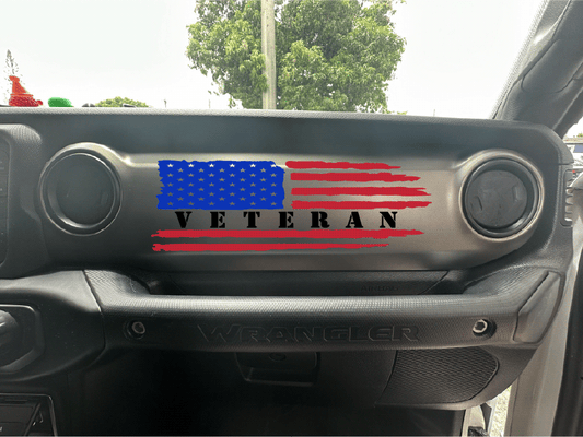 Red Blue and Black Veteran Dash Decal