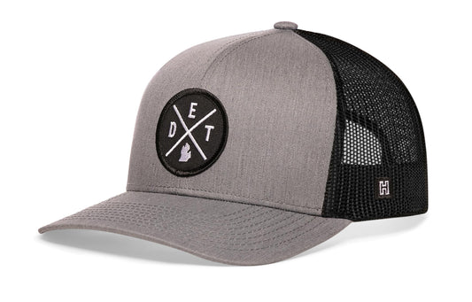 Detroit Trucker Hat  |  Gray-Black DET X Snapback