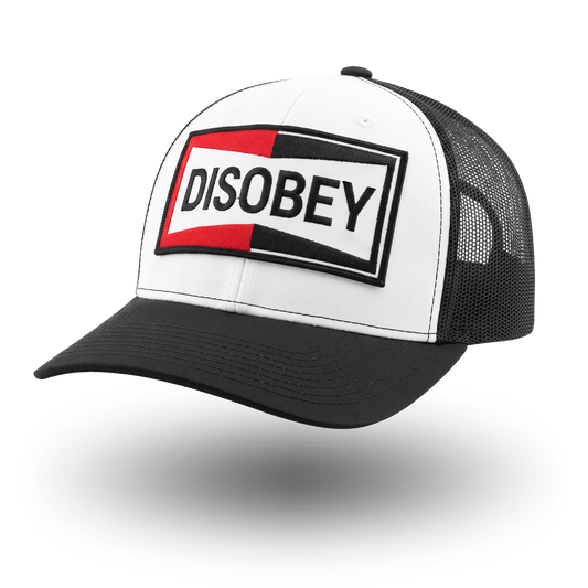 DISOBEY TRUCKER HAT - BLACK & WHITE