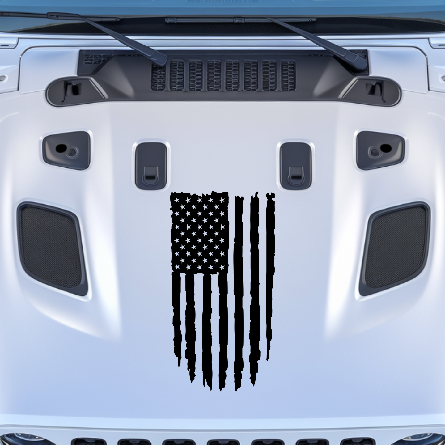Distressed Flag Hood Decal Large Sizes