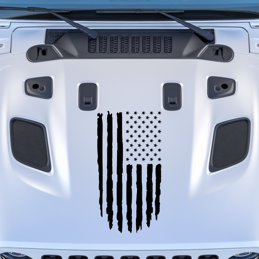 Distressed Flag Hood Decal Style 2