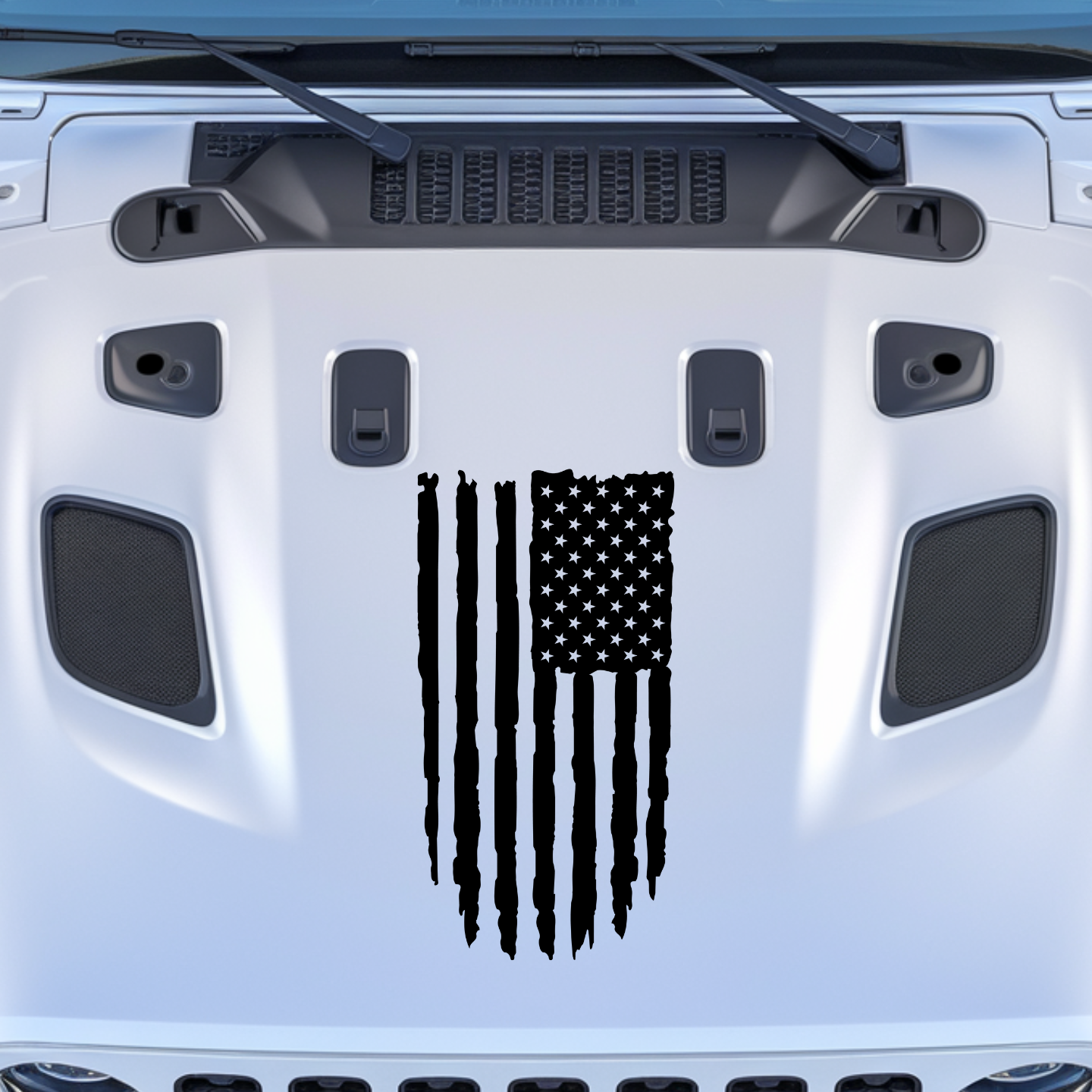Distressed Flag Hood Decal Large Sizes