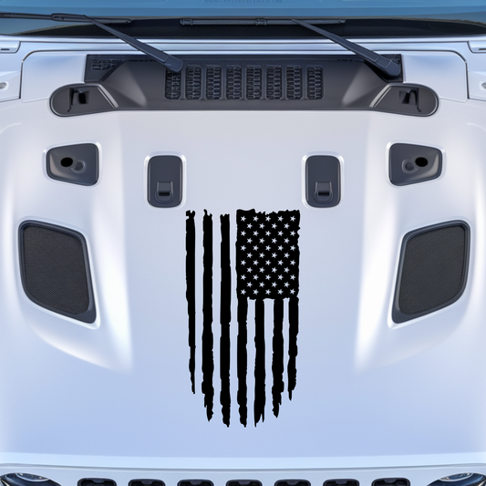 Distressed Flag Hood Decal Large Sizes