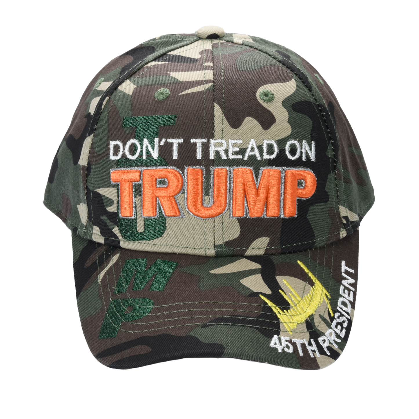 Don’t Tread on Trump Camo Cap – Adjustable Cotton Twill MAGA Hat with 45th President Design