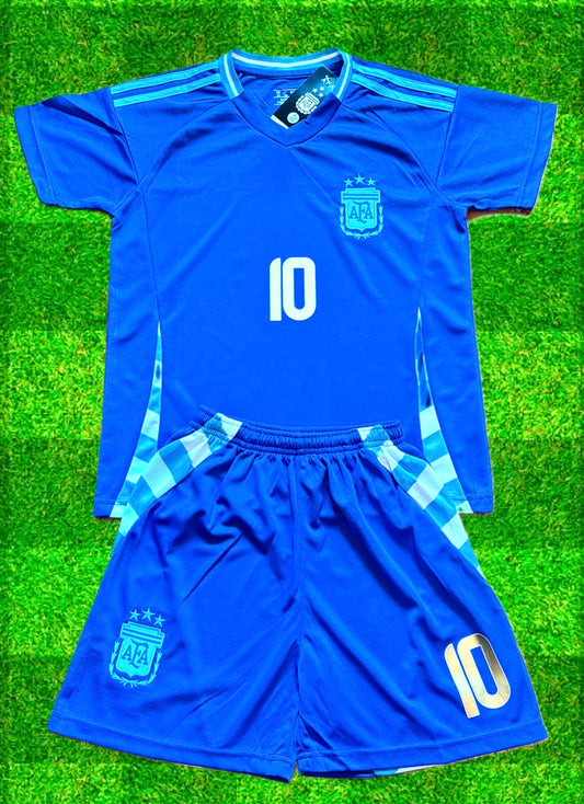 Lionel Messi Argentina 2024/25 Kids Soccer Jersey Kit Youth Toddler Sizes 3T-Y XL