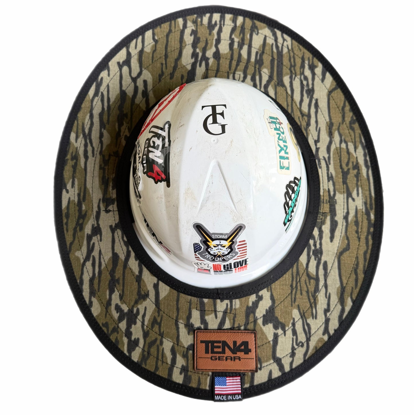 Bottomland Camo Hard Hat Sun Shade Visor – Water-Resistant Worksite Visor for Full Brim & Kask Hard Hats