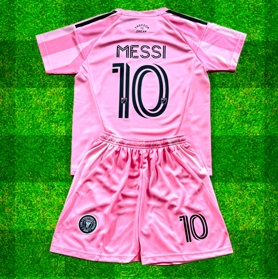 New Pink Lionel Messi Home Kids Soccer Jersey Pink Set of 2 | Toddler & Youth