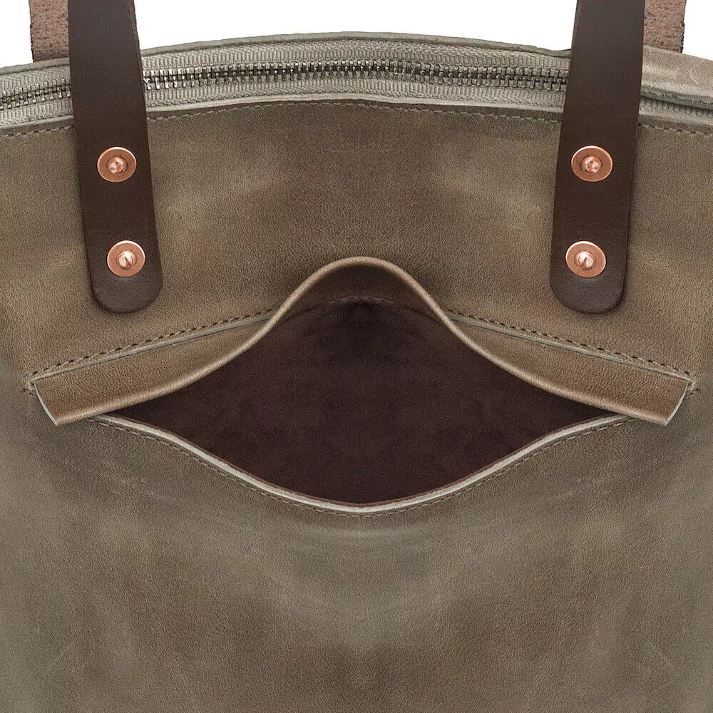 Eden SMALL Leather Tote Bag - Zippered