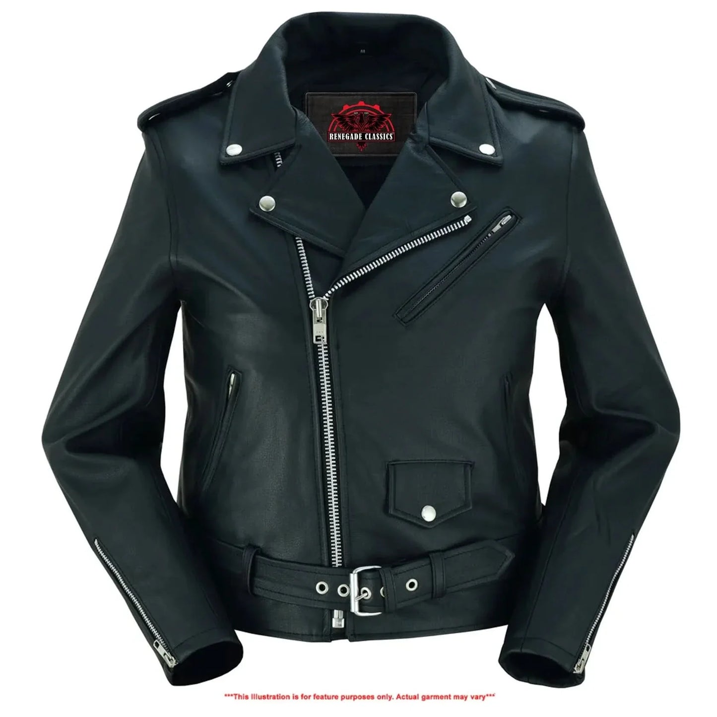 Women's Classic Plain Side Fitted M/C Style Jacket