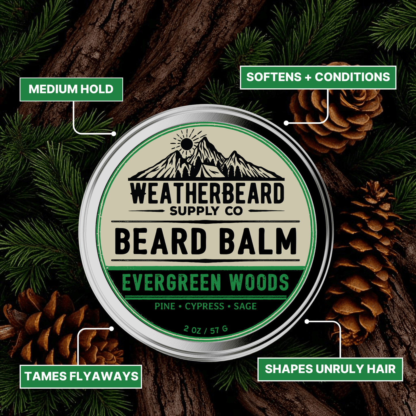 Evergreen Woods Beard Balm - Pine, Cypress, Sage