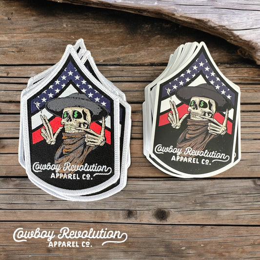 “American Gangster” Cowboy Revolution Apparel Co. Iron-On Patch & Sticker Set