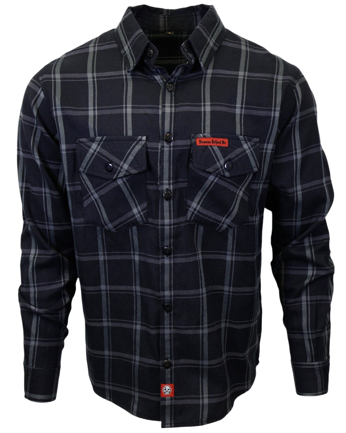 The "Slasher" Black & Grey Flannel (Hidden Snap Collars)