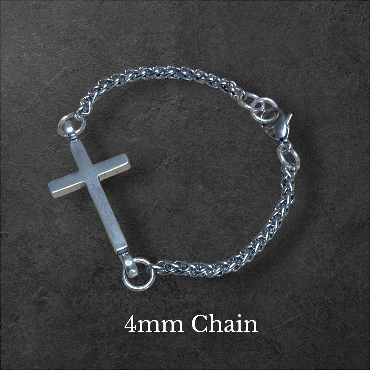 FAITH Classic Cross Bracelet - Sterling Silver on Stainless Steel Chain