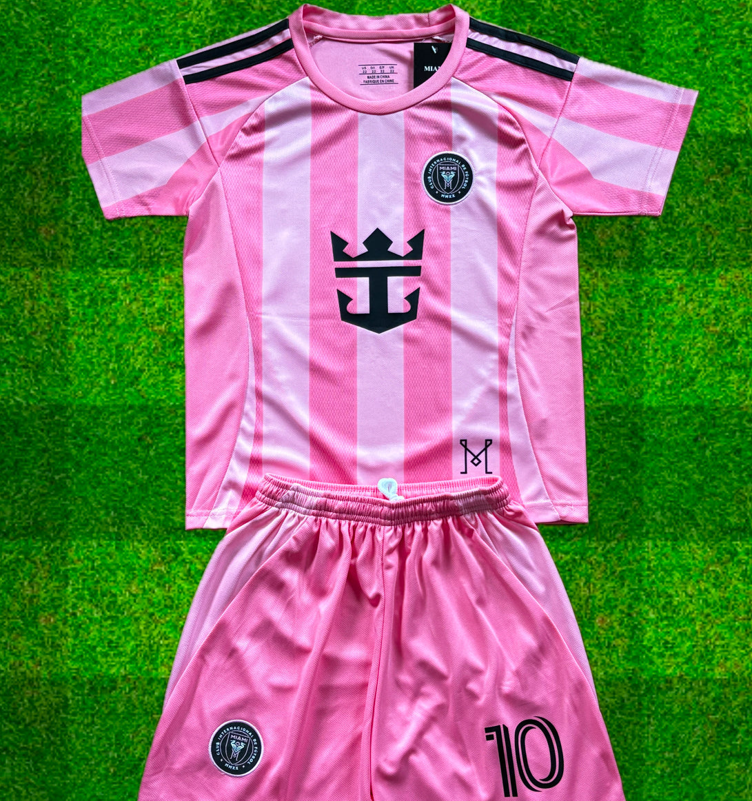 New Pink Lionel Messi Home Kids Soccer Jersey Pink Set of 2 | Toddler & Youth
