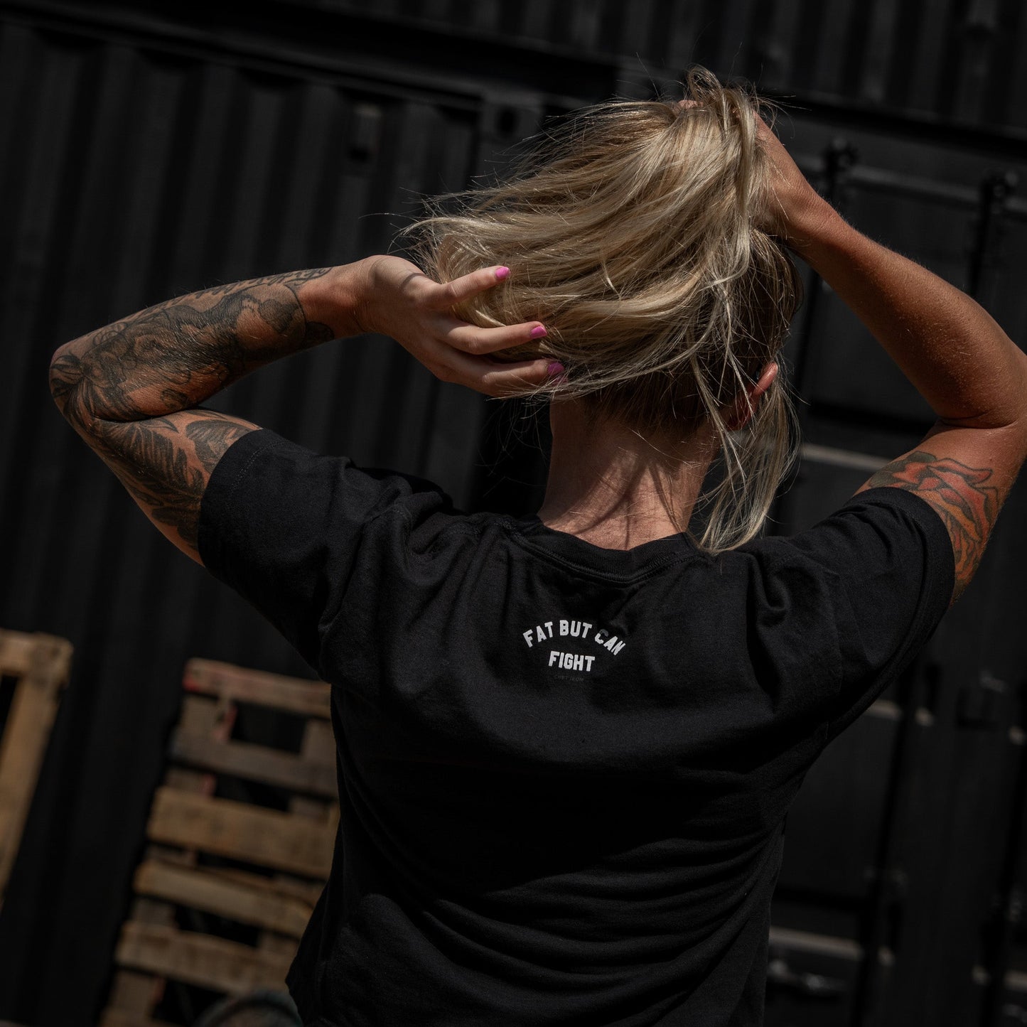 Fat But Can Fight Women's Crop Heavyweight Tee