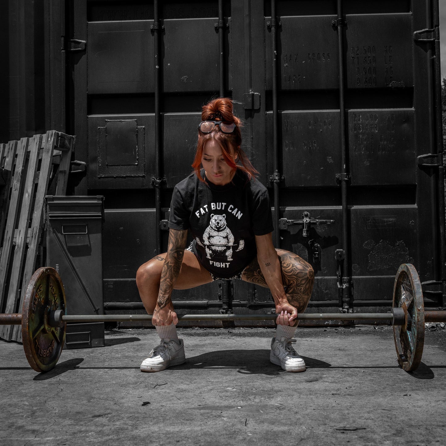 Fat But Can Fight Women's Crop Heavyweight Tee