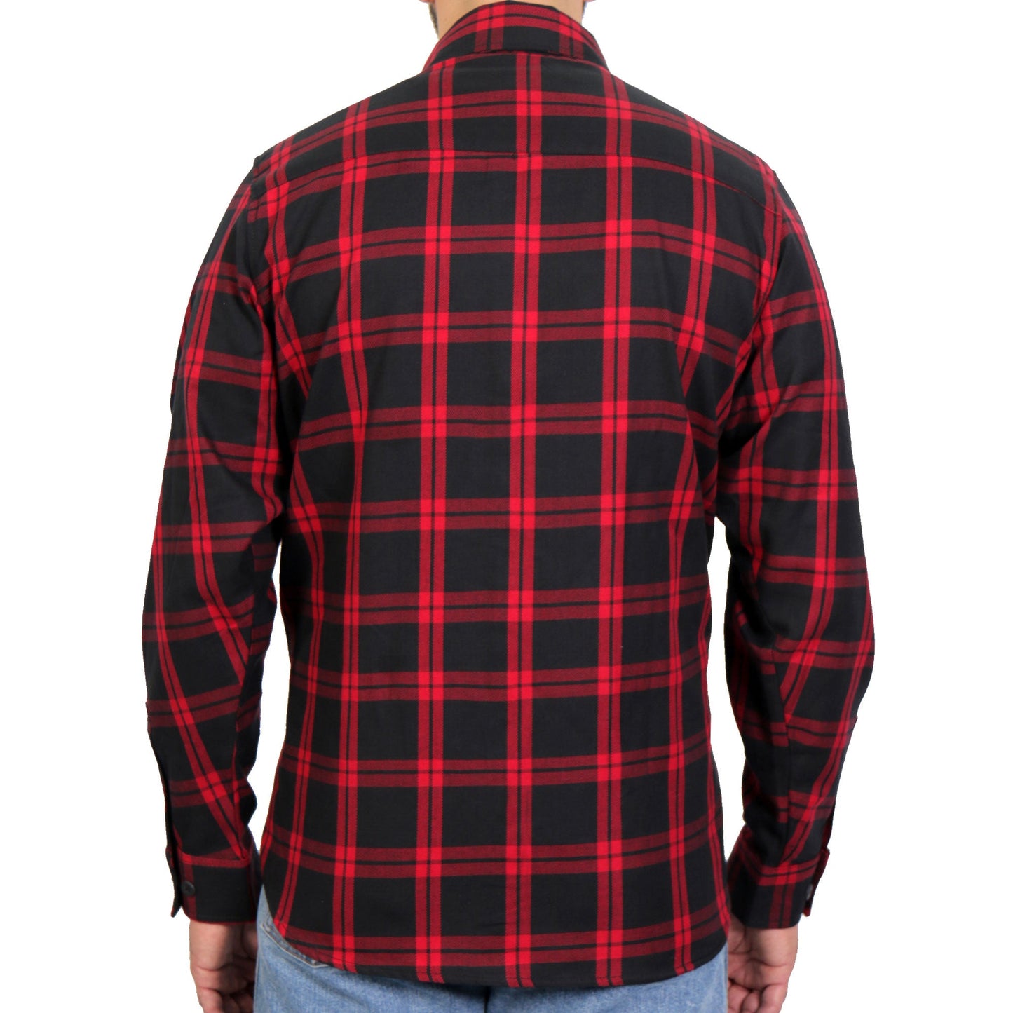 Hot Leathers Men's 'Rebel Static' Red/Black Cotton Flannel Shirt - Button Front - Riding/Casual/ Work Wear - FLM2021