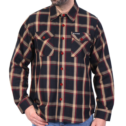 Hot Leathers Men's 'Ghost Run' Multi/Color Plaid Flannel Shirt - Button Front - Riding/Casual/ Work Wear - FLM2038