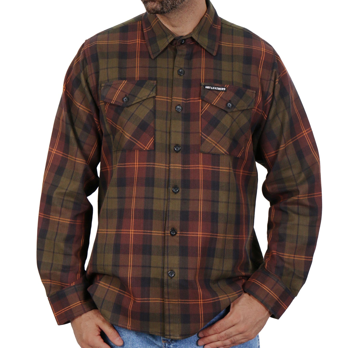 Hot Leathers Men's 'Burnline' Multi/Color Cotton Flannel Shirt - Button Front - Riding/Casual/ Work Wear - FLM2040