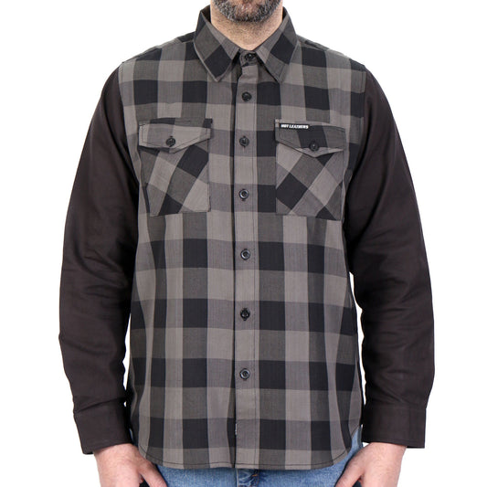 Hot Leathers Men's 'Dead End' Black/Gray Cotton Flannel Shirt - Button Front - Riding/Casual/ Work Wear - FLM2042