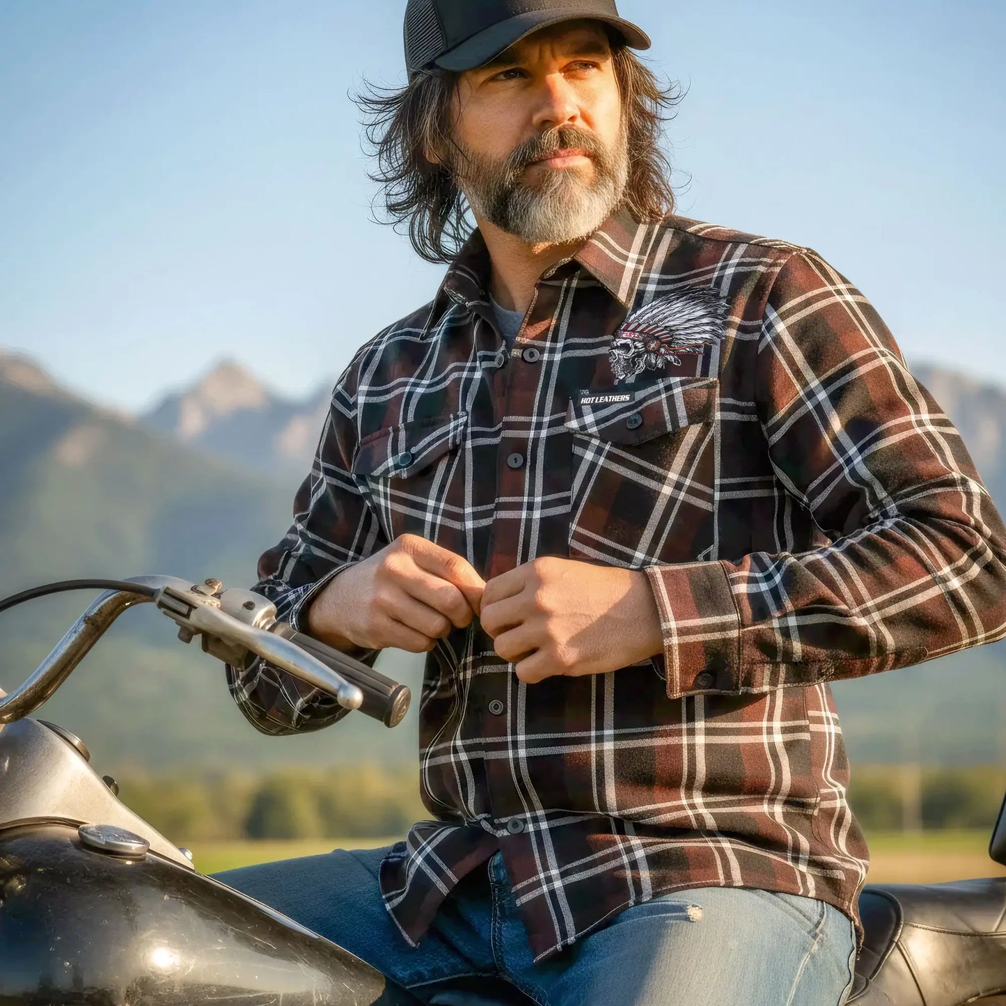 Hot Leathers Men's 'Headdress' Multi/Color Cotton Flannel Shirt - Button Front - Riding/Casual/ Work Wear - FLM2109