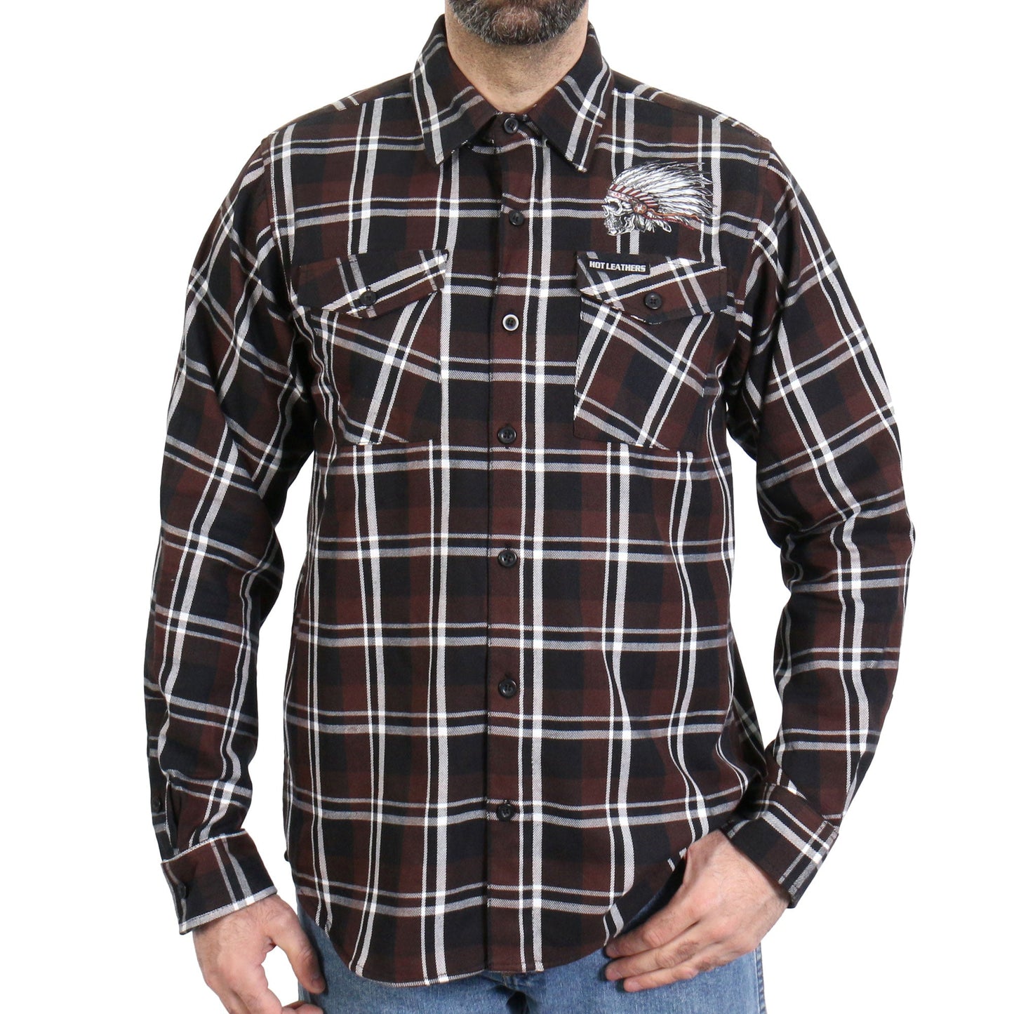Hot Leathers Men's 'Headdress' Multi/Color Cotton Flannel Shirt - Button Front - Riding/Casual/ Work Wear - FLM2109