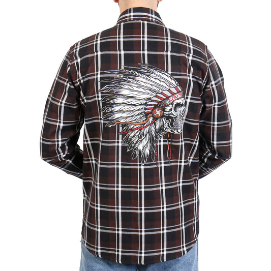 Hot Leathers Men's 'Headdress' Multi/Color Cotton Flannel Shirt - Button Front - Riding/Casual/ Work Wear - FLM2109