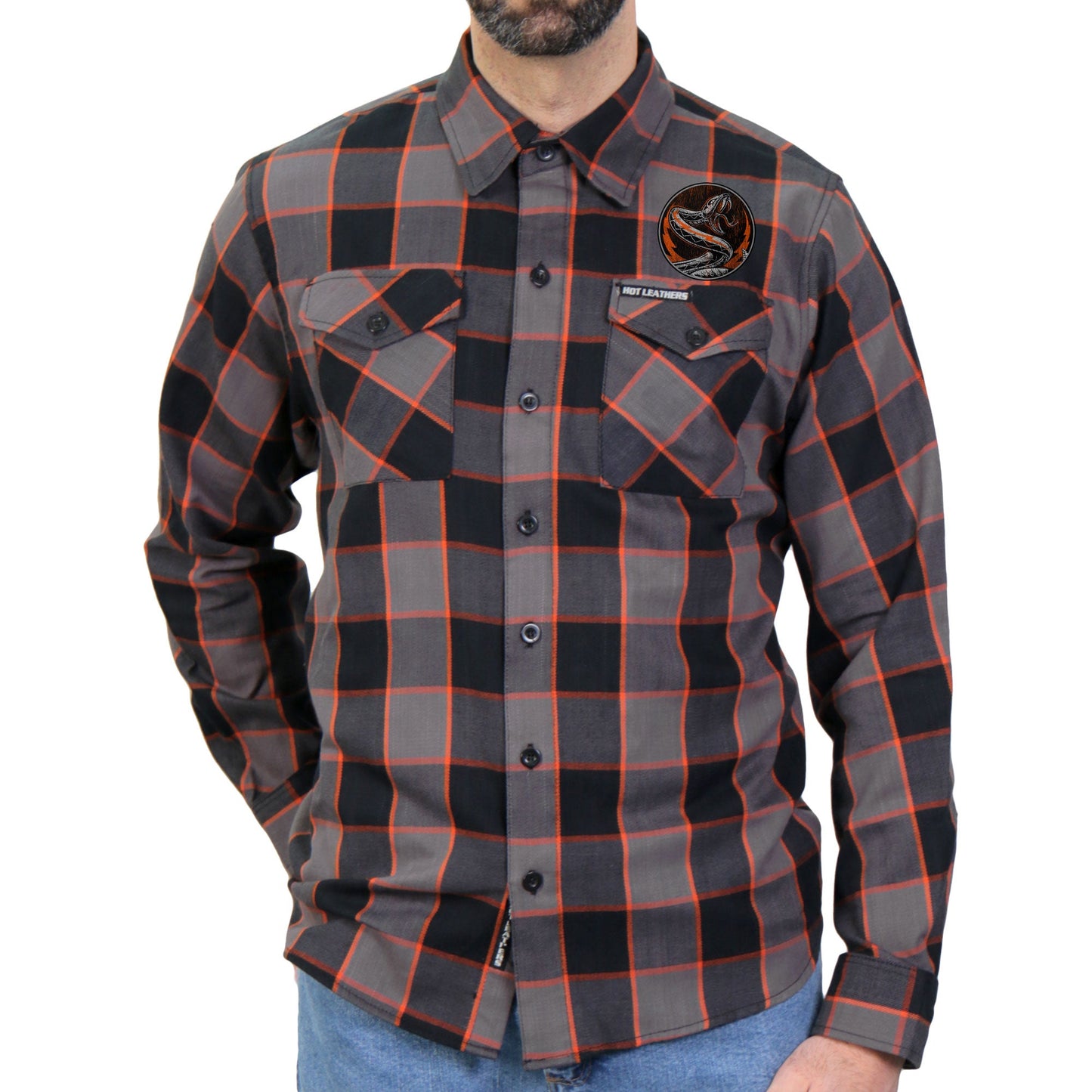 Hot Leathers Men's 'Rattler' Multi/Color Cotton Flannel Shirt - Button Front - Riding/Casual/ Work Wear - FLM2111