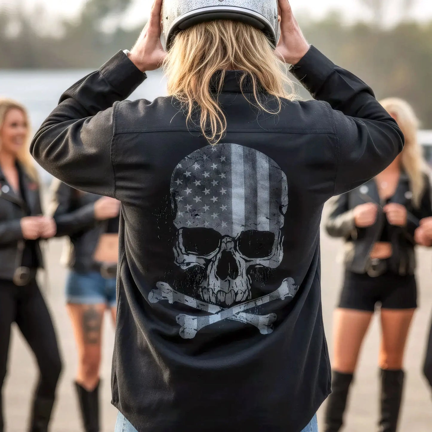 Hot Leathers FLM2113 Men's 'Black Flag Skull' Long Sleeve Flannel
