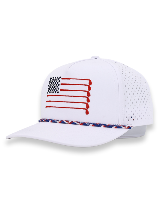 American Flag Rope Flat Bill Hat